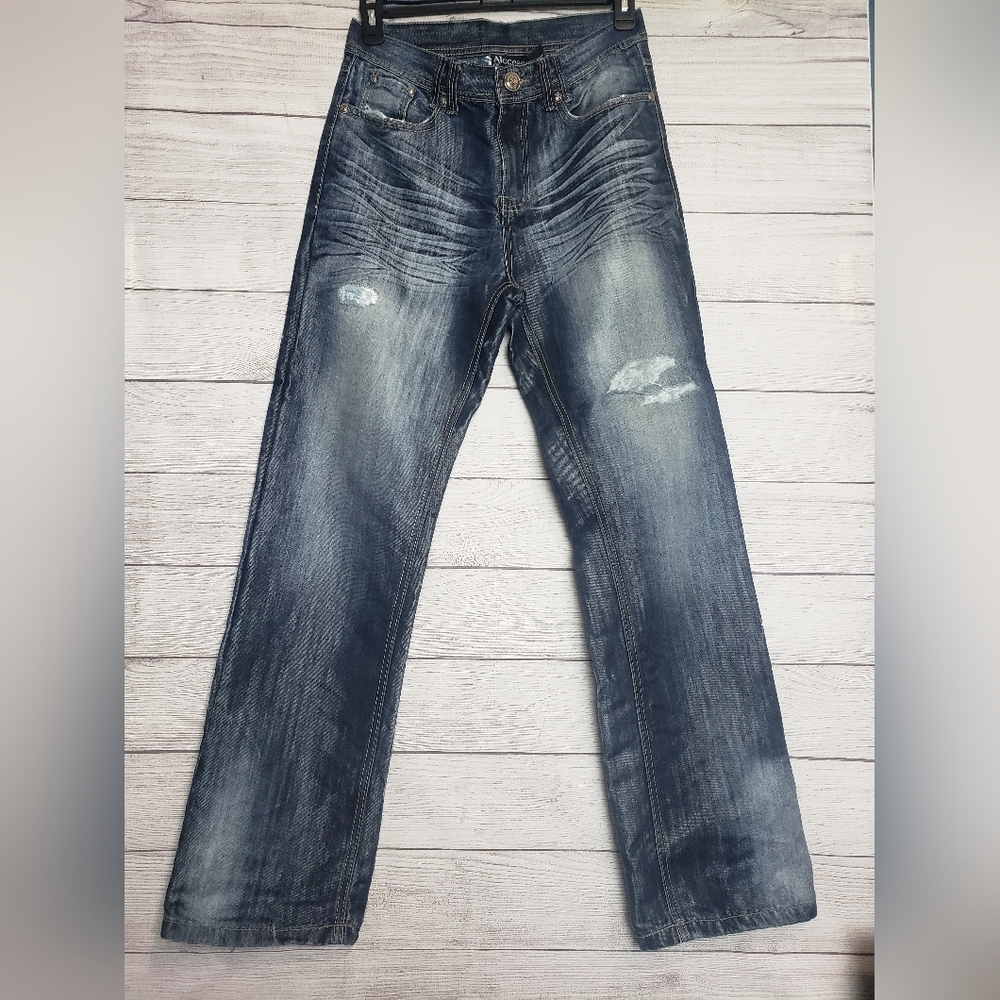 Ak:cess Distressed Men's‎ Embroidered Denim Jeans 32 X 32